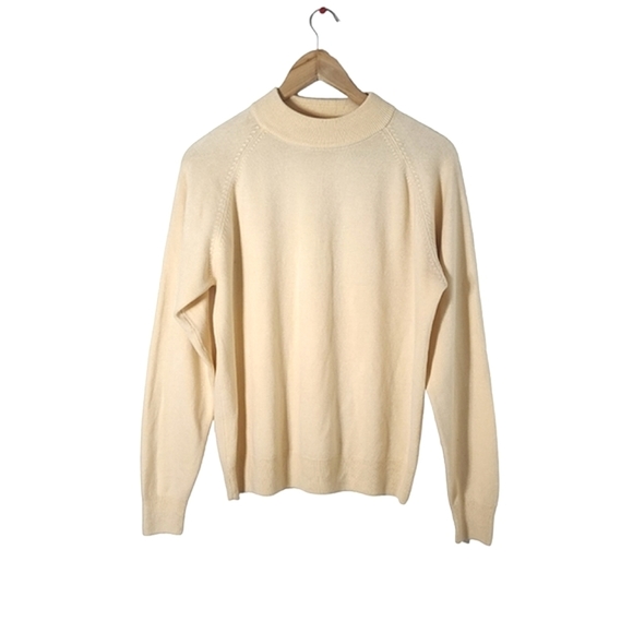 Vintage Sweaters - Vintage Sears Tradition Yellow Mockneck Knit Sweater Women's Size L (14-16)